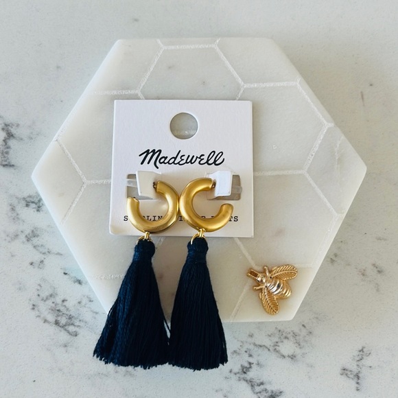 Madewell Lantern Navy blue Tassel Earrings - Picture 2 of 9